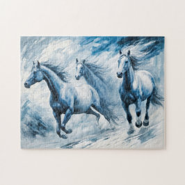 Quebra-cabeça Cavalos Selvagens Atravessando Ondas