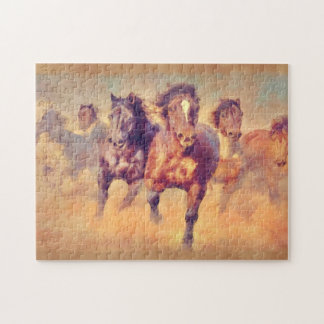 Quebra-cabeça Cavalos Selvagens de Mustang Arranjando Arte em Aq