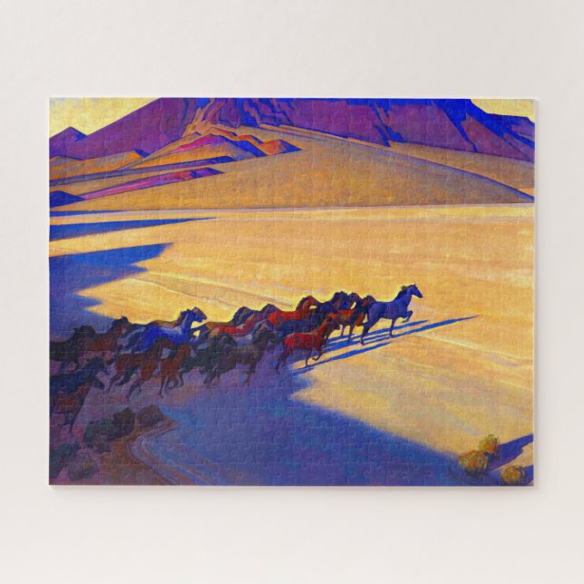 Quebra-cabeça Cavalos selvagens de Nevada por Maynard Dixon (Horizontal)