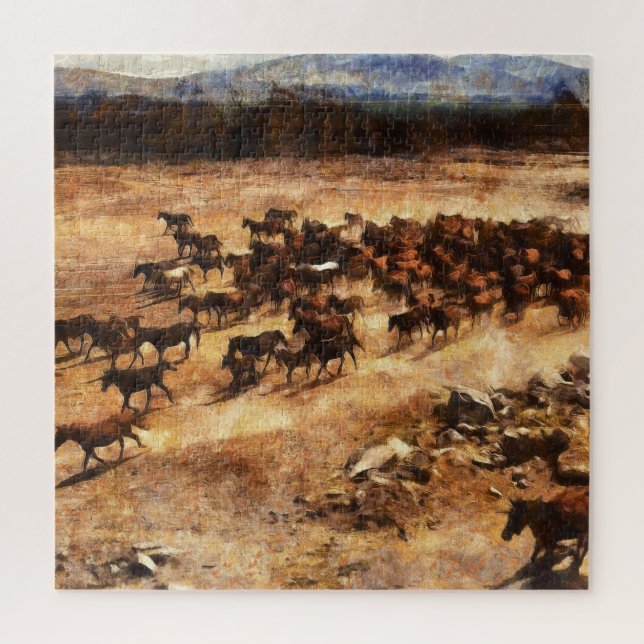 Quebra-cabeça Cavalos Selvagens: Majestade Animal Artística. (Vertical)