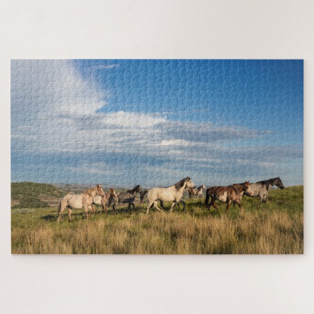 Quebra-cabeça Cavalos Selvagens no Parque Nacional Theodore Roos (Horizontal)