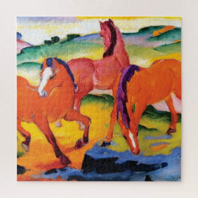 Quebra-cabeça Cavalos Vermelhos de Franz Marc (Vertical)