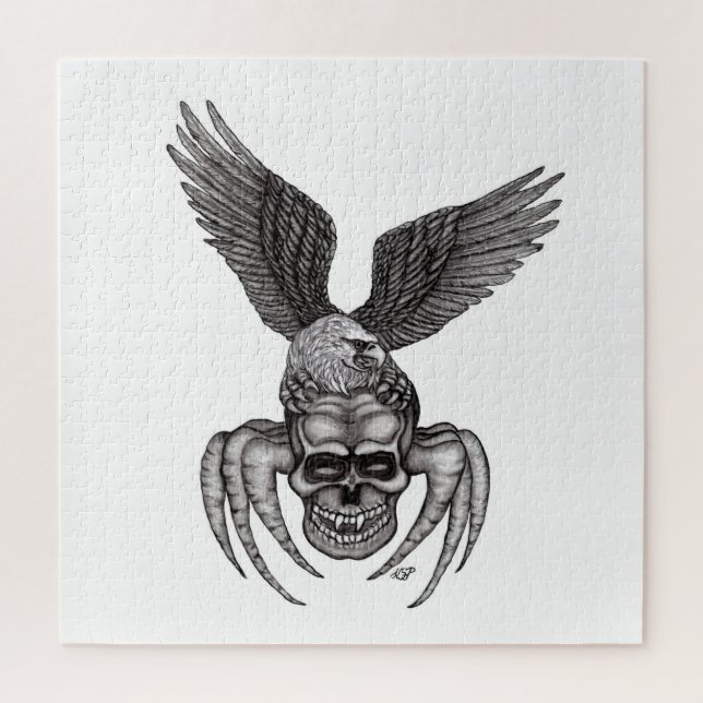 Quebra-cabeça Caveira-aranha com águia (Vertical)