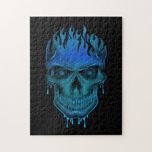 Quebra-cabeça Caveira da Chama - Azul