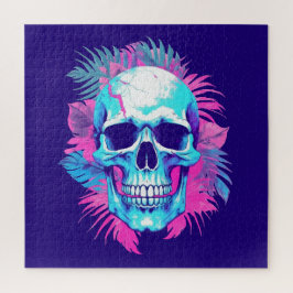 Quebra-cabeça Caveira Floral em Estilo Vaporwave