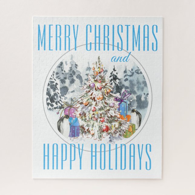 Quebra-cabeça Celebração de Natal em Pinguim 16"x20" (Vertical)