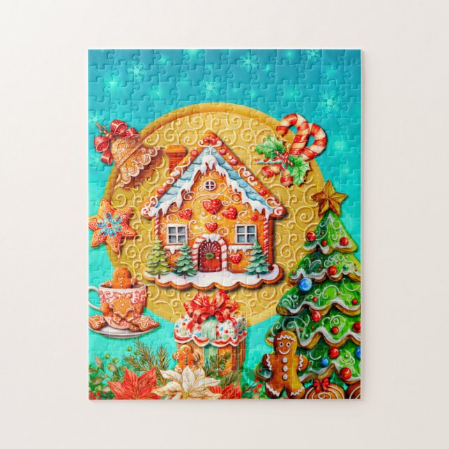 Quebra-cabeça Celebrações com meu Pão de Mel de Natal personaliz (Vertical)