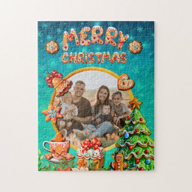 Quebra-cabeça Celebrações com meu pão de Natal personalizado (Vertical)