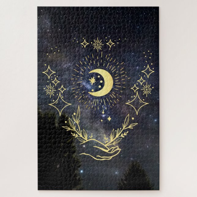 Quebra-cabeça Celestial art Moon and Stars (Vertical)