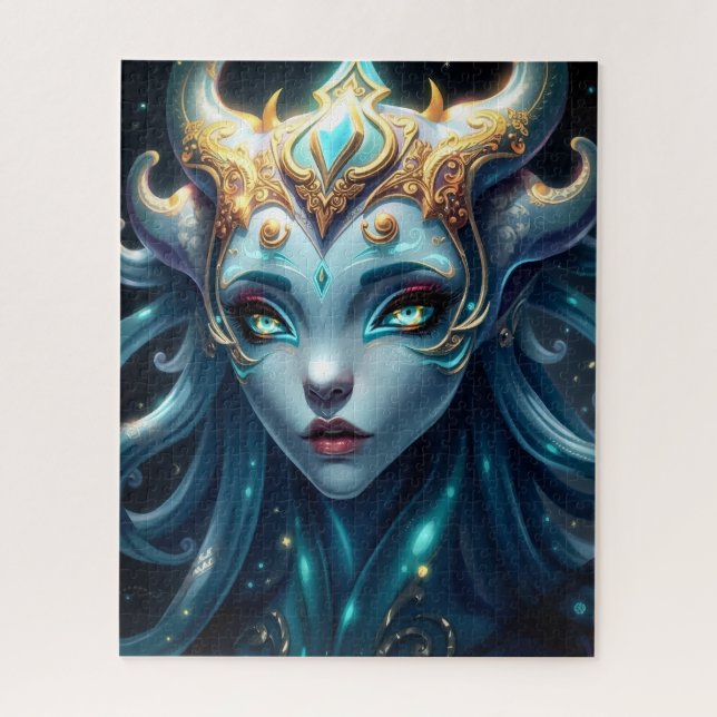 Quebra-cabeça Celestial Frost Siren with Glowing Star Eyes (Vertical)