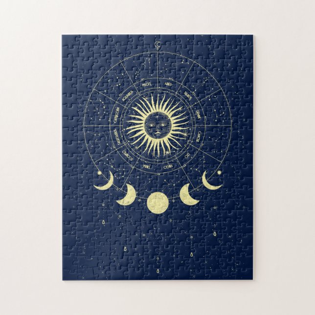 Quebra-cabeça Celestial Sun Moon Fases Zodiac (Vertical)