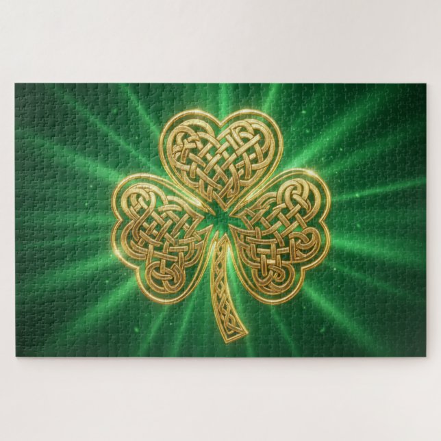 Quebra-cabeça Celtic Knot Shamrock Jigsaw Puzzle (Horizontal)