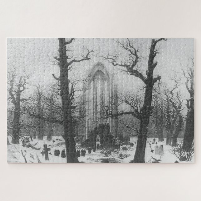 Quebra-cabeça Cemitério de Cloister na neve de Caspar David F. (Horizontal)
