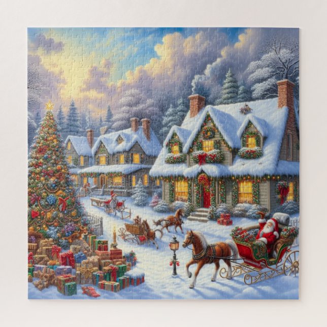 Quebra-cabeça Cena da Aldeia de Natal (Vertical)