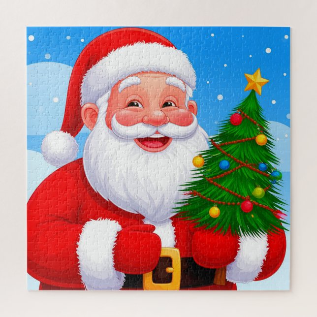 Quebra-cabeça Cena da Árvore de Natal de Santa para Diversão nas (Vertical)