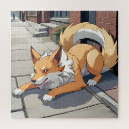 Quebra-cabeça Cena da Playful Dog Street