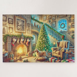 Quebra-cabeça Cena da Sala de Viva Festiva do Natal