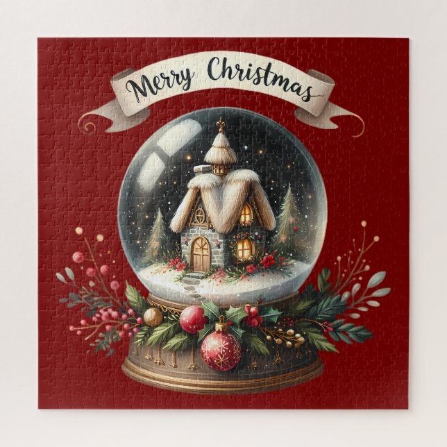 Quebra-cabeça Cena de Algodão do Globo de Neve Cozy Christmas (Vertical)