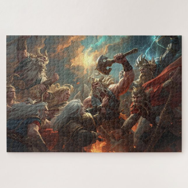 Quebra-cabeça Cena de Batalha da Mitologia Nórdica Puzzle (Horizontal)