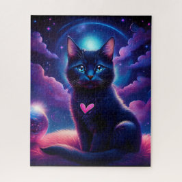Quebra-cabeça Cena de Fantasia Gatinho Preto Olhos Azuis Lindos