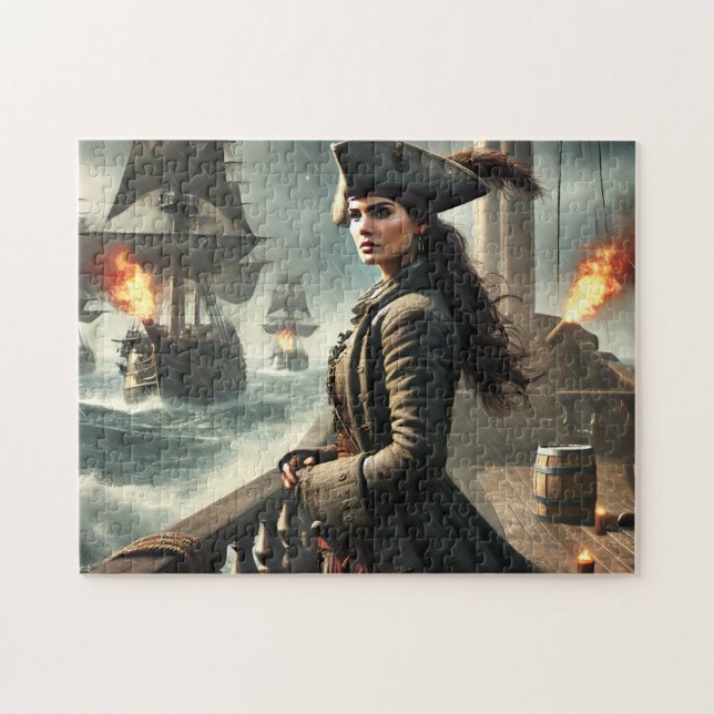 Quebra-cabeça Cena de Guerra Naval Pirata Feminina (Horizontal)