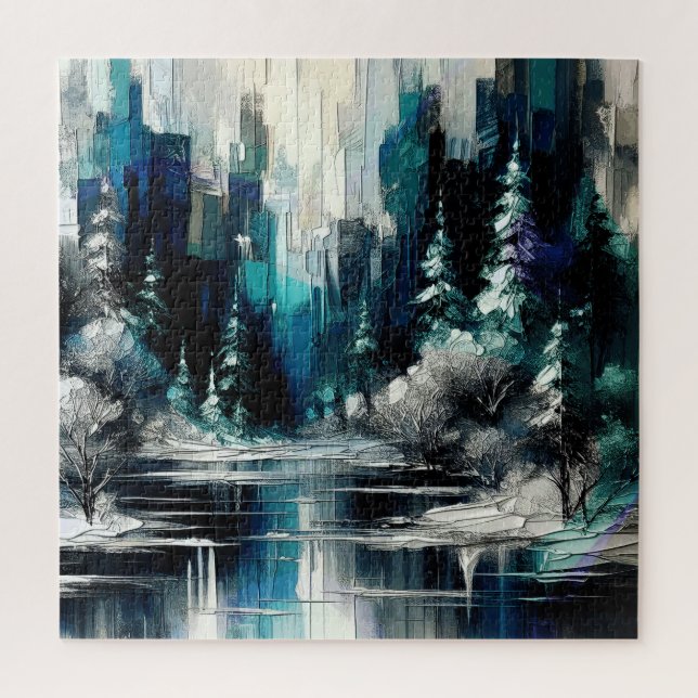 Quebra-cabeça Cena de Inverno da Cidade Pintada 1006 (Vertical)