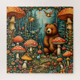 Quebra-cabeça Cena de Madeira Whimsical com Animais Cutes