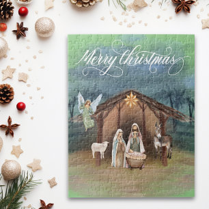 Quebra-cabeça Cena de Natal Natividade do gerenciador de aquarel