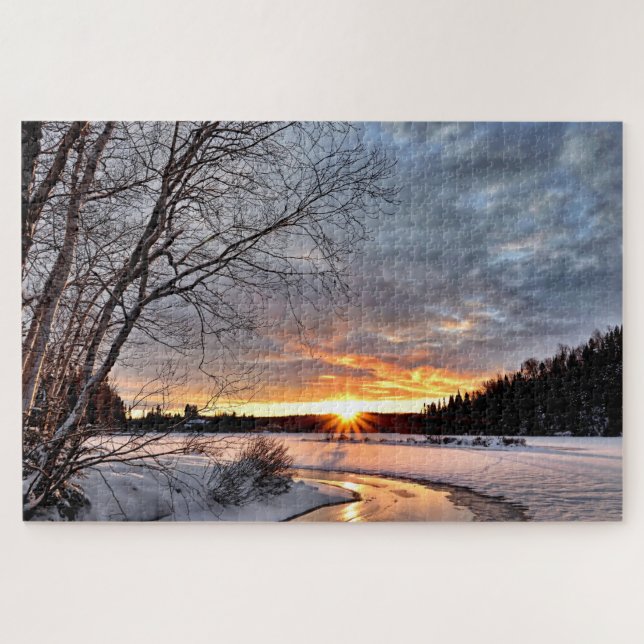 Quebra-cabeça Cena de Neve Paisagem de Inverno (Horizontal)