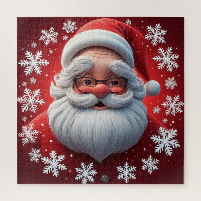 Quebra-cabeça Cena de Papai Noel Alegre e Nevado para Diversão c (Vertical)