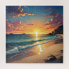 Quebra-cabeça Cena de Praia ao Pôr do Sol Serenidade