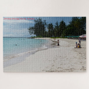 Quebra-cabeça Cena de praia ensolarada de Barbados. Quebra-cabeç