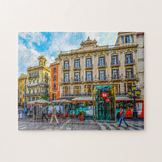 Quebra-cabeça Cena de Rua de Barcelona. (Horizontal)