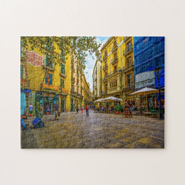 Quebra-cabeça Cena de Rua de Barcelona. (Horizontal)