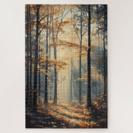 Quebra-cabeça Cena do caminho da floresta ao nascer do sol