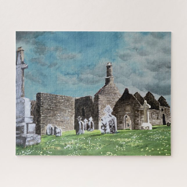 Quebra-cabeça Cena do Cemitério Celta Histórico de Clonmacnoise (Horizontal)