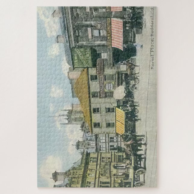 Quebra-cabeça Cena do mercado de vinhetas - Huddersfield Marketp (Vertical)