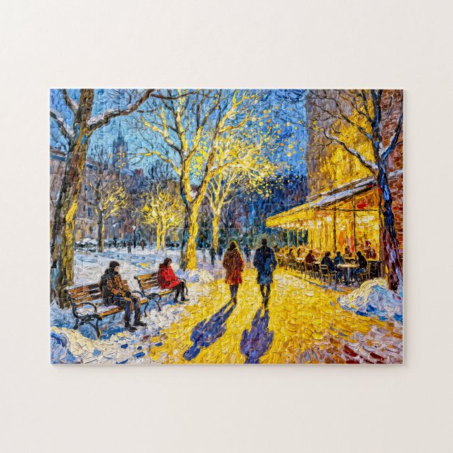 Quebra-cabeça Cena Impressionista de Parque Municipal de Inverno (Horizontal)