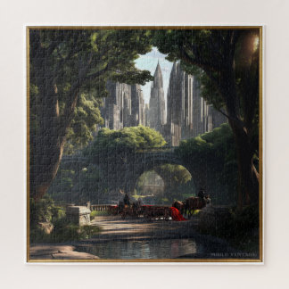 QUEBRA-CABEÇA CENA PINTADA DE UM PARQUE URBANO C1900