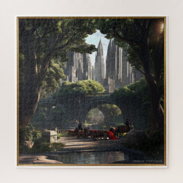 QUEBRA-CABEÇA CENA PINTADA DE UM PARQUE URBANO C1900 (Vertical)
