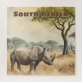 Quebra-cabeça Cena Retro de Rinoceronte Sul-Africano