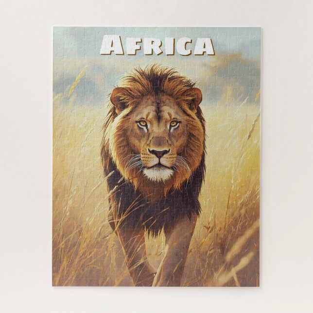 Quebra-cabeça Cena Retro do Leão Africano (Vertical)