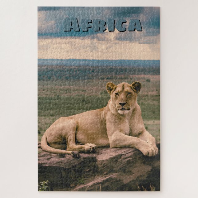 Quebra-cabeça Cena Retro do Leão Africano (Vertical)