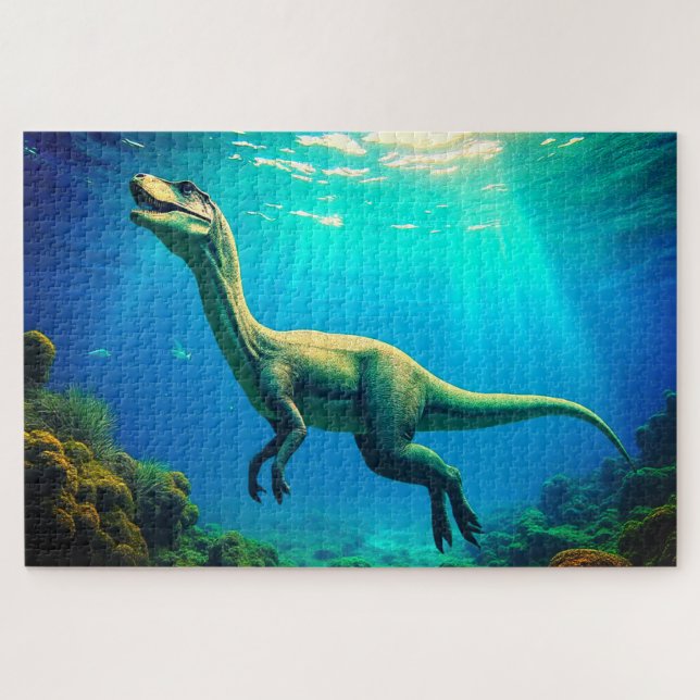 Quebra-cabeça Cena Surrealista de Dinossauro Subaquático (Horizontal)