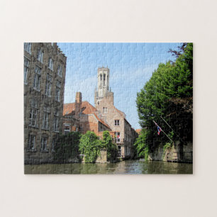 Quebra-cabeça Cenário com canal de água em Bruges, Bélgica.