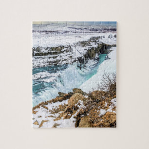Quebra-cabeça Cenário da Paisagem de Inverno da Cachoeira Gullfo