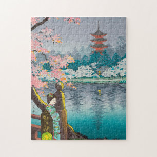 Quebra-cabeça Cenário japonês de Geisha e Cherry Tree Ueno Par