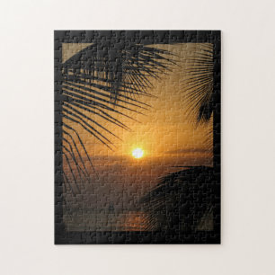 Quebra-cabeça cénico do por do sol tropical