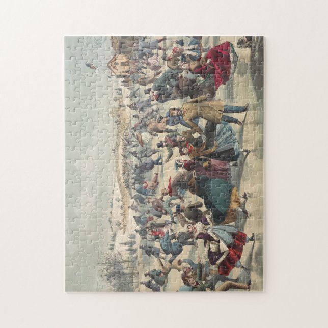 Quebra-cabeça Central Park, inverno. O lago de patinação. Nova I (Vertical)