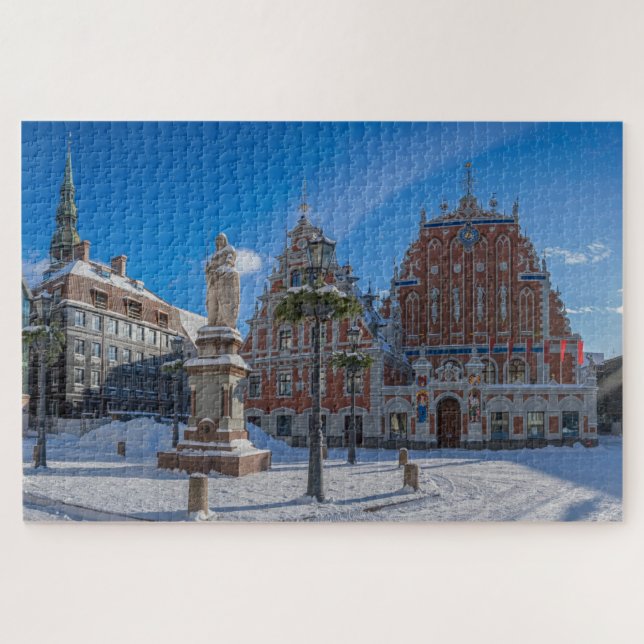 Quebra-cabeça Centro histórico de cidades em Riga, Letónia (Horizontal)